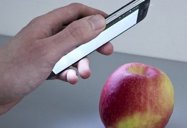 App in werking op een appel. Foto: Udo Seiffert