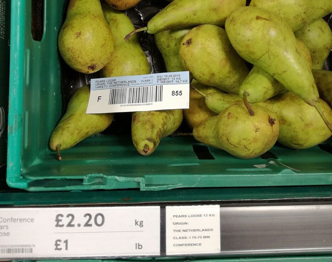 Nederlandse peren bij Tesco.