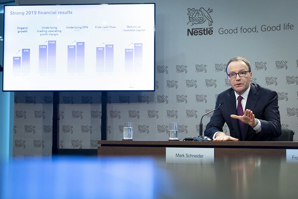 CEO Ulf Mark Schneider van Nestlé tijdens de toelichting op de jaarcijfers. - Foto: EPA