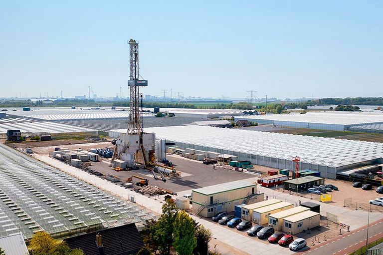 Bovenaanzicht van de boortoren aardwarmte Maasdijk. Foto: West country media.