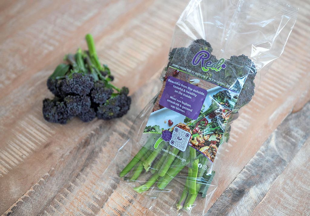 Redi is een paarse bimi-achtige broccoli met hoge voedingswaarden.