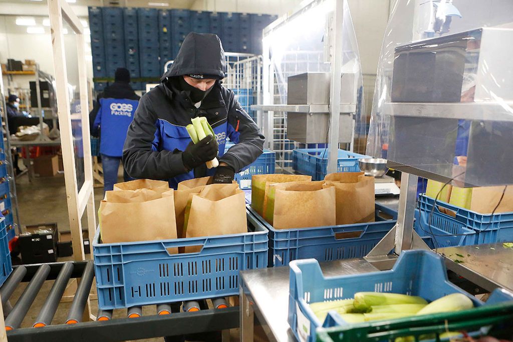 Groenten en fruit vormen de hoofdmoot in de 100 verschillende type pakketten die Ekomenu wekelijks samenstelt. - Foto: Ton Kastermans Fotografie