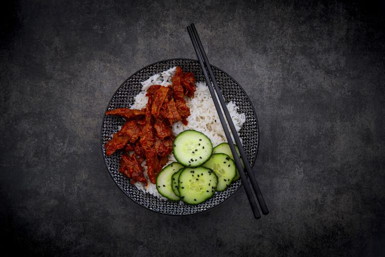 Gerecht met vegan beef. China kan met zijn voedselplannen de wereldmarkt gaan domineren met goedkope alternatieve eiwitbronnen. Foto: ANP / Larissa Veronesi