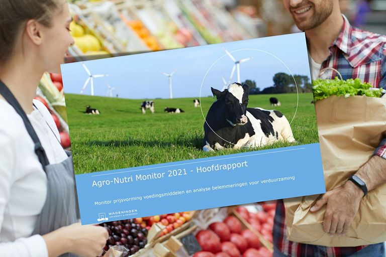 Cover rapport ACM Agro-Nutri Monitor. De consument is anno 2021 niet bepaald bereid om extra te betalen voor meer duurzame producten concludeert de autoriteit. - Foto: Canva en ACM