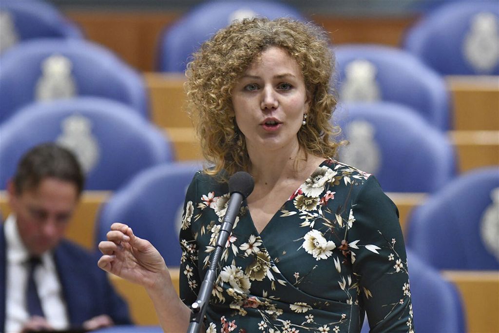 Christine Teunissen, Kamerlid voor Partij voor de Dieren, tijdens een debat in de Tweede Kamer. - Foto: ANP