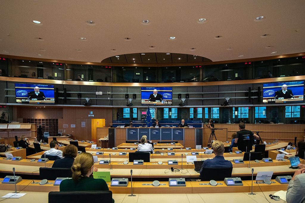 Eurocommissaris Frans Timmermans presenteert zijn pakket 'Fit for 55' in het Europarlement, afgelopen juli. Foto: EP/Emilie GOMEZ
