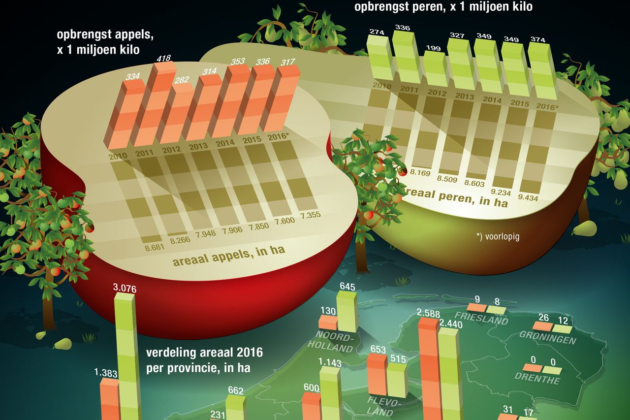 Cijfers in beeld: meer peren, minder appels