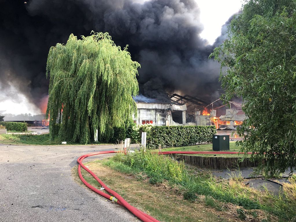 De brand heeft het fruitverwerkingsbedrijf vernietigd. - Foto: Brandweer Flevoland
