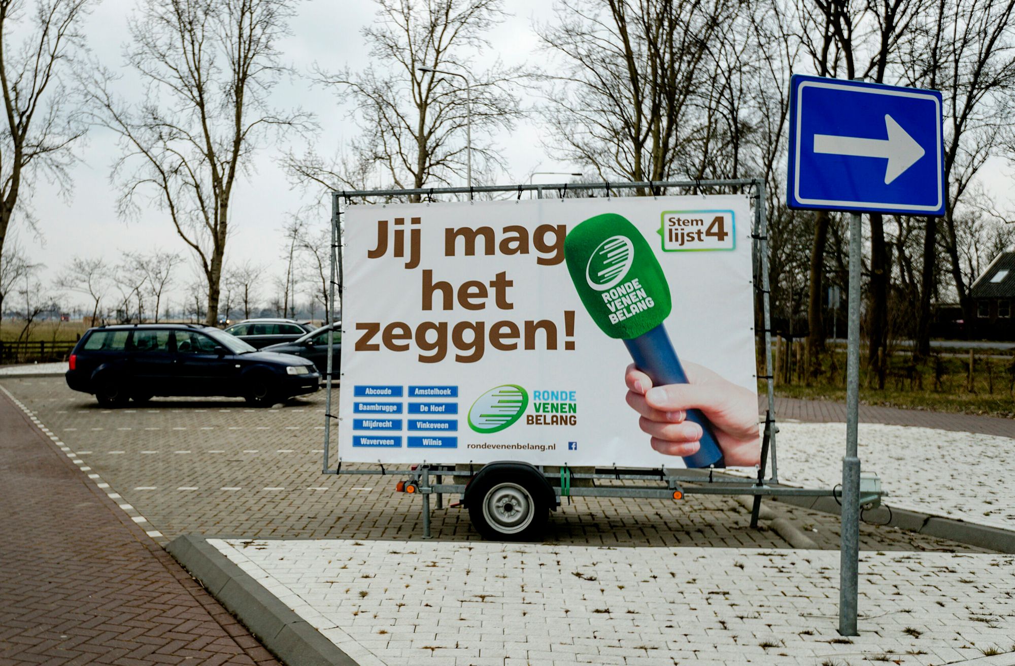 MIJDRECHT - Verkiezingsposters, van partijen in gemeente De Ronde Venen, voor de gemeenteraadsverkiezingen in de polder. ANP ROBIN VAN LONKHUIJSEN