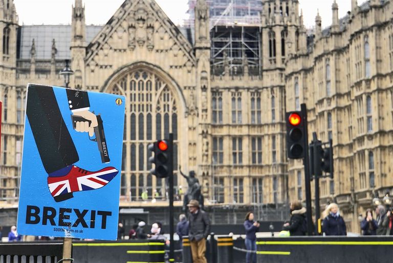 Protest in Londen tegen invoering van de brexit in 2019. Inmiddels klinkt weer de roep om de brexit terug te draaien. - Foto: ANP