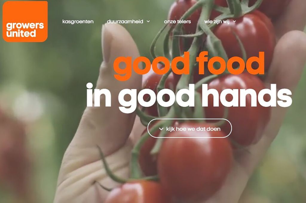 Good food in good hands, nieuwe naam DOOR is Growers United, met oranje als merkkleur. Foto: Growers United.