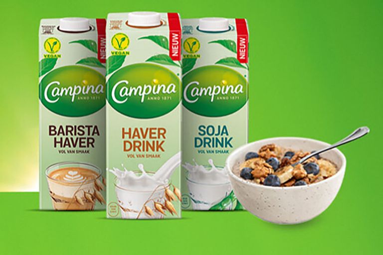 Het zijn de eerste plantaardige producten onder het Campina-merk.  Foto: FrieslandCampina