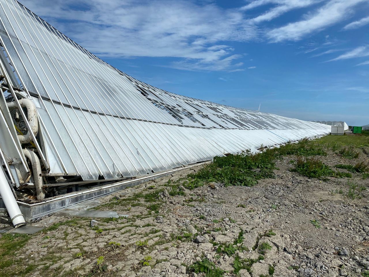 Beeld van de schade aan de kas in Middenmeer. Foto: Agro Care
