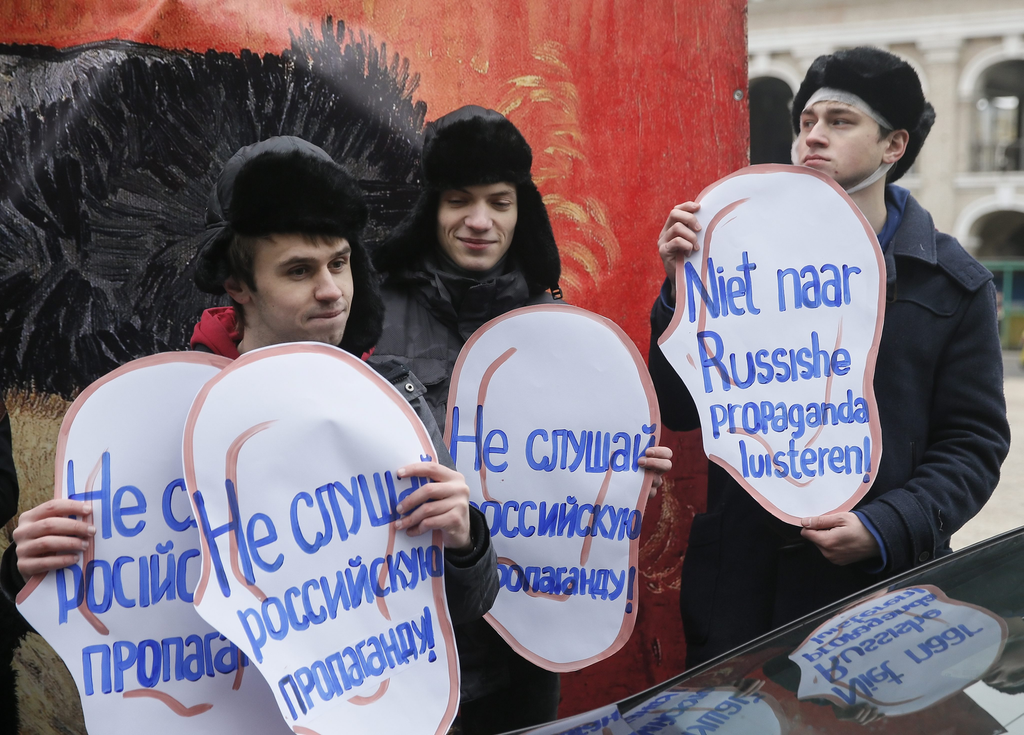 In Oekraïne vragen actievoerders aandacht voor het referendum in Nederland. Foto: ANP