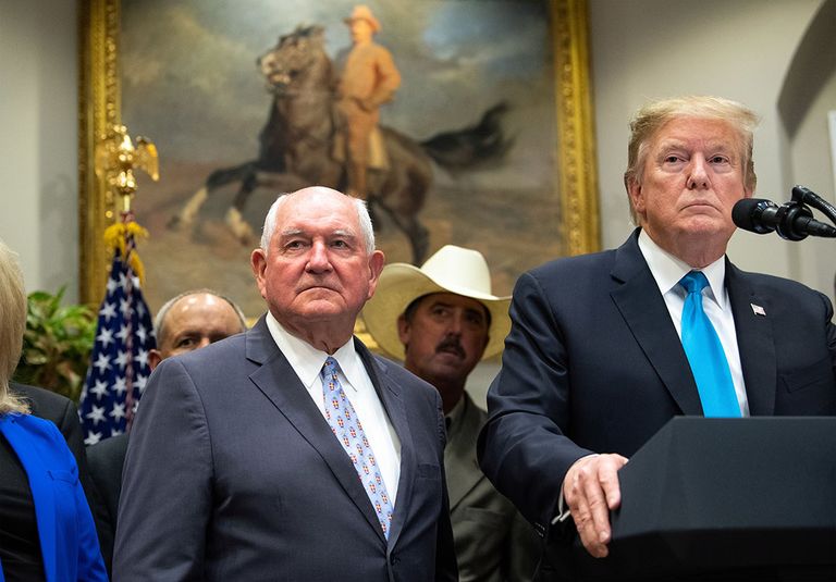 Sonny Perdue, Amerikaans landbouwminister (l) - Foto: ANP