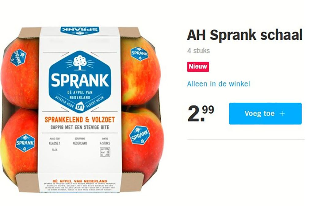 Reclame van Albert Heij voor appel Sprank. - Foto: Albert Heijn