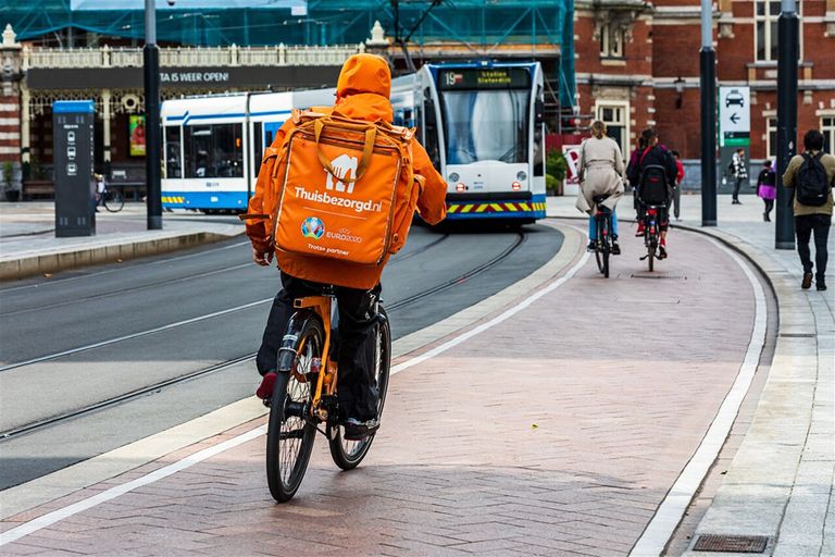 In Nederland werden bij het dochterbedrijf Thuisbezorgd.nl 61,6 miljoen bestellingen geplaatst. In 2020 waren dit nog 49 miljoen bestellingen. Foto: ANP