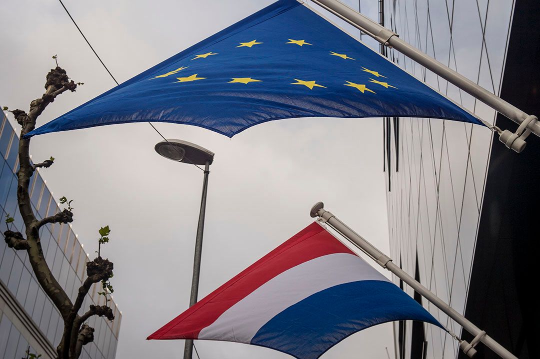 De Europese en Nederlandse vlag. - Foto: ANP