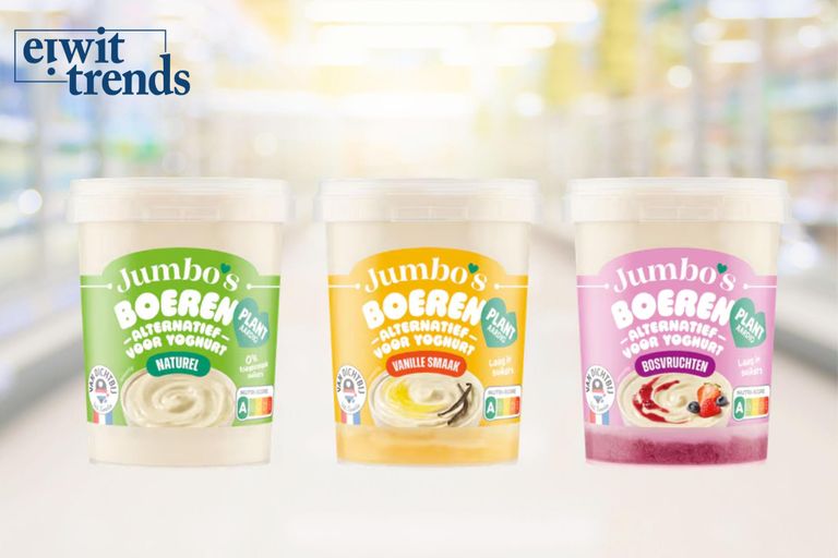 De verpakking van de plantaardige sojayoghurt, gemaakt door De Nieuwe Melkboer, heeft een nieuw jasje. Foto: Eiwit Trends