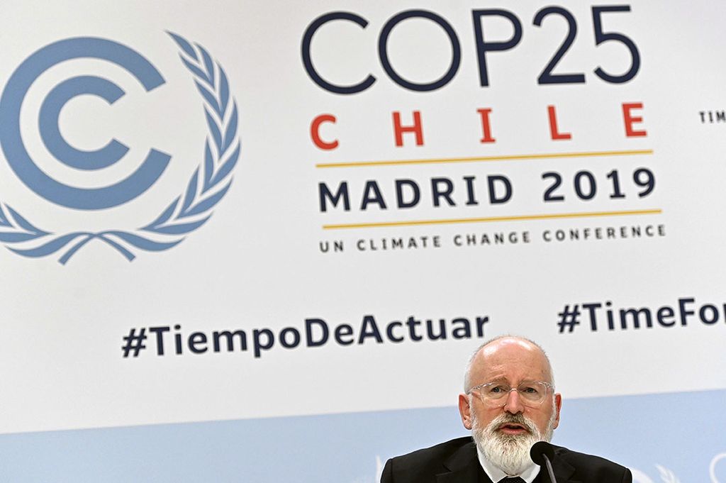 EU-Commissaris Frans Timmermans tijdens de klimaatttop in Madrid. - Foto: ANP