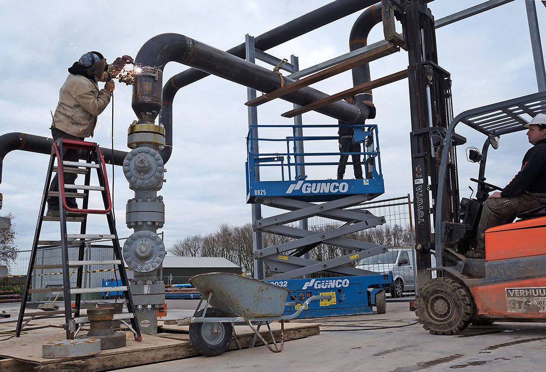 Archieffoto van aanleg aardwarmtesysteem Vierpolders. Foto: Gerard Boonekamp