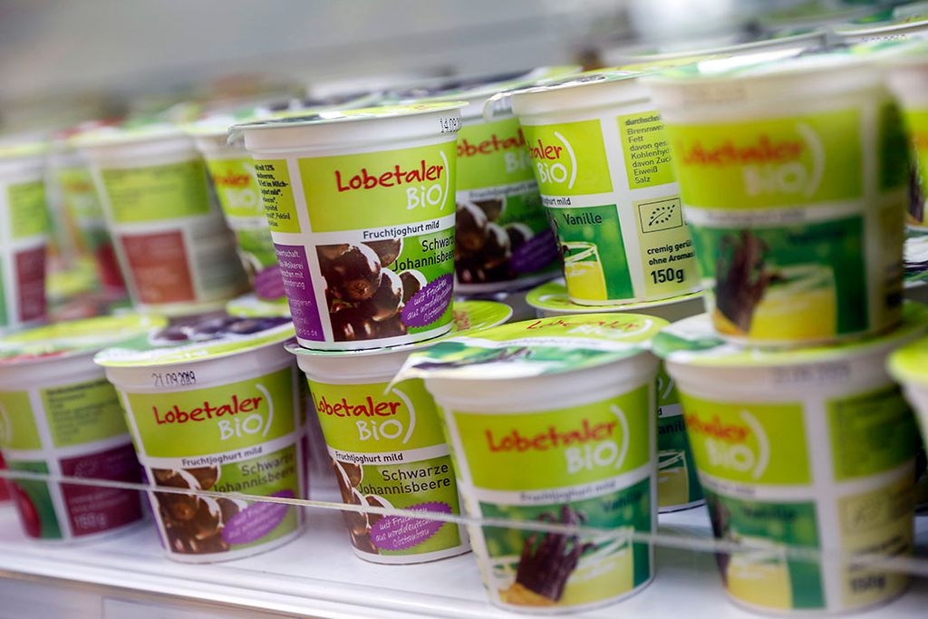 Biologische yoghurt in een Duitse winkel. - Foto: ANP