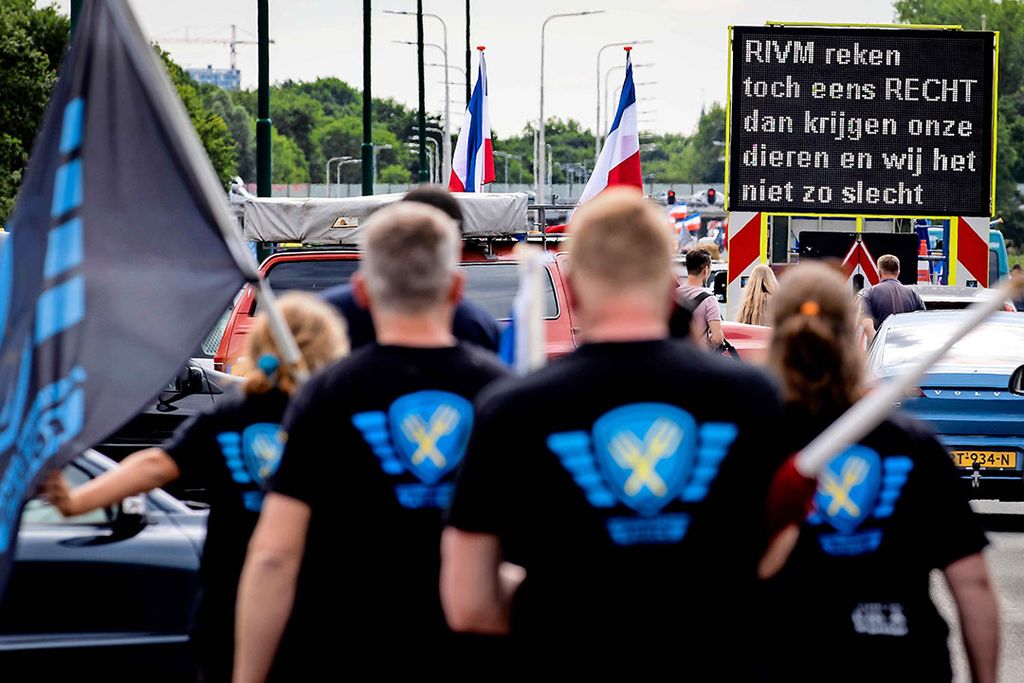 Boerenprotest bij het RIVM in Bilthoven, op 22 juli 2020. De kwestie van de voermaatregel om stikstofuitstoot te verminderen speelde toen hoog op. - Foto: Robin van Lonkhuijsen/ANP