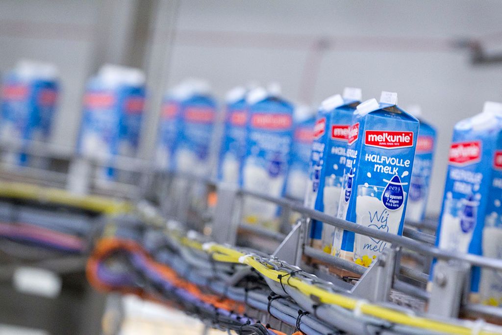 De productie van pakken melk bij Melkunie, onderdeel van Arla. - Foto: ANP