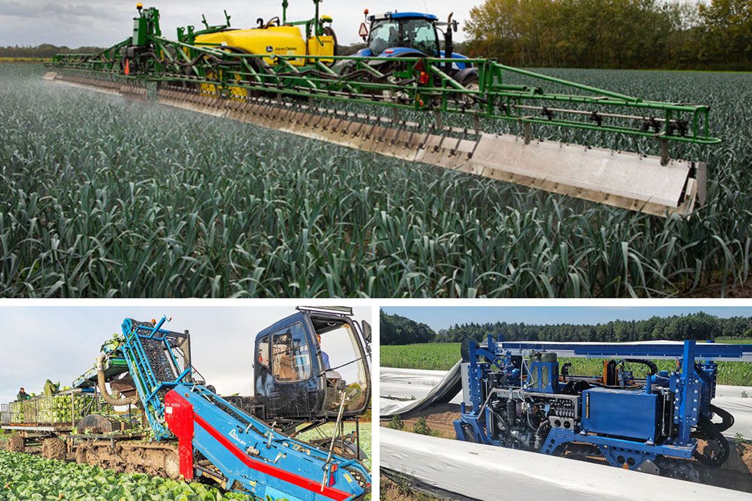 Plannen over gewasbescherming lieten de vollegrondsgroentesector huiveren. Oogstmachines werden veel bekeken. - Foto's: Lommers Tuinbouwmachines, Peter Roek en Marga van der Meer