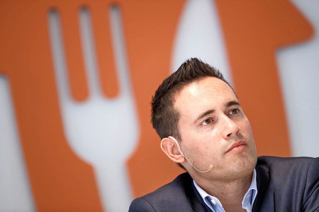 Jitse Groen, CEO van Just Eat Takeaway, zegt over 2020 dat het een ‘uitzonderlijk’ jaar voor het bedrijf was. De coronapandemie bracht volgens hem ‘ongekende uitdagingen’ met zich mee. Foto: ANP