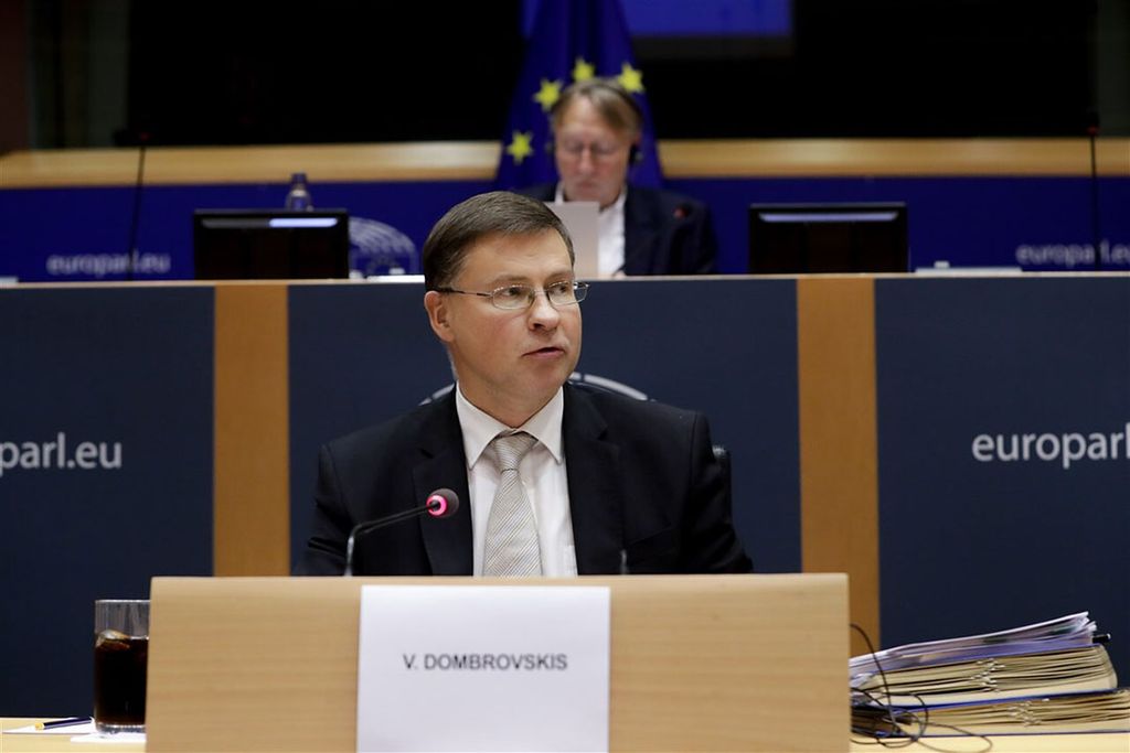 Europees Commissaris voor Handel Valdis Dombrovskis. Foto: EPA/Stephanie Lecocq