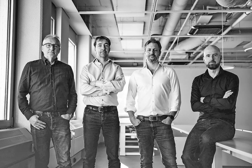 De vier oprichters van innovatieplatform Brave New Food (vlnr): Vincent van Gorkom, Jesse 't Lam, Joost Dekkers en Bas Allart. - Foto: Brave New Food