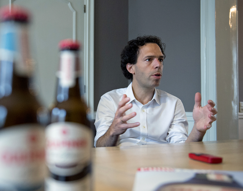 Jan-Paul Rutte op de brouwerij in Gulpen. Gisteren gaf hij de Nederlandse tuinbouw marketingles op de Keukenhof.